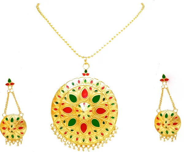 Assamese_Traditional_Red_And_Green_Colour_Japi_Jewellery_Set_For_Women